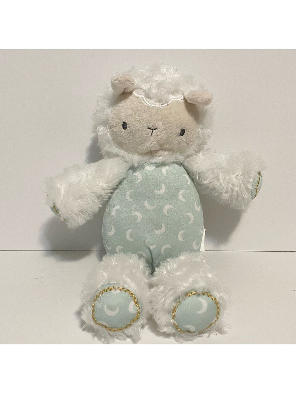 Ingenuity Lamb Plush Lovey Baby Toy Stuffed Animal Soft Cuddle White Mint Blue